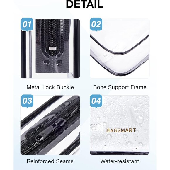 Clear Toiletry Bag, 2 Pack TSA Approved Travel Toiletry Bag Carry on Travel Acce - Picture 4 of 6